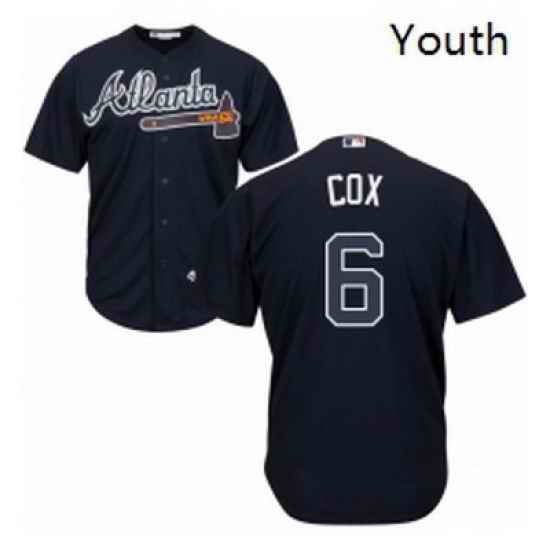 Youth Majestic Atlanta Braves 6 Bobby Cox Replica Blue Alternate Road Cool Base MLB Jersey